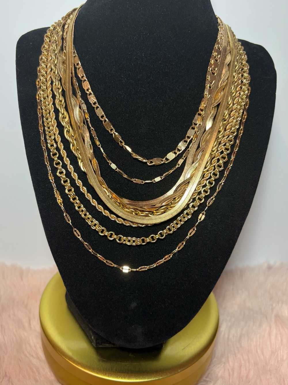 Gold Tone Chain Necklace Set